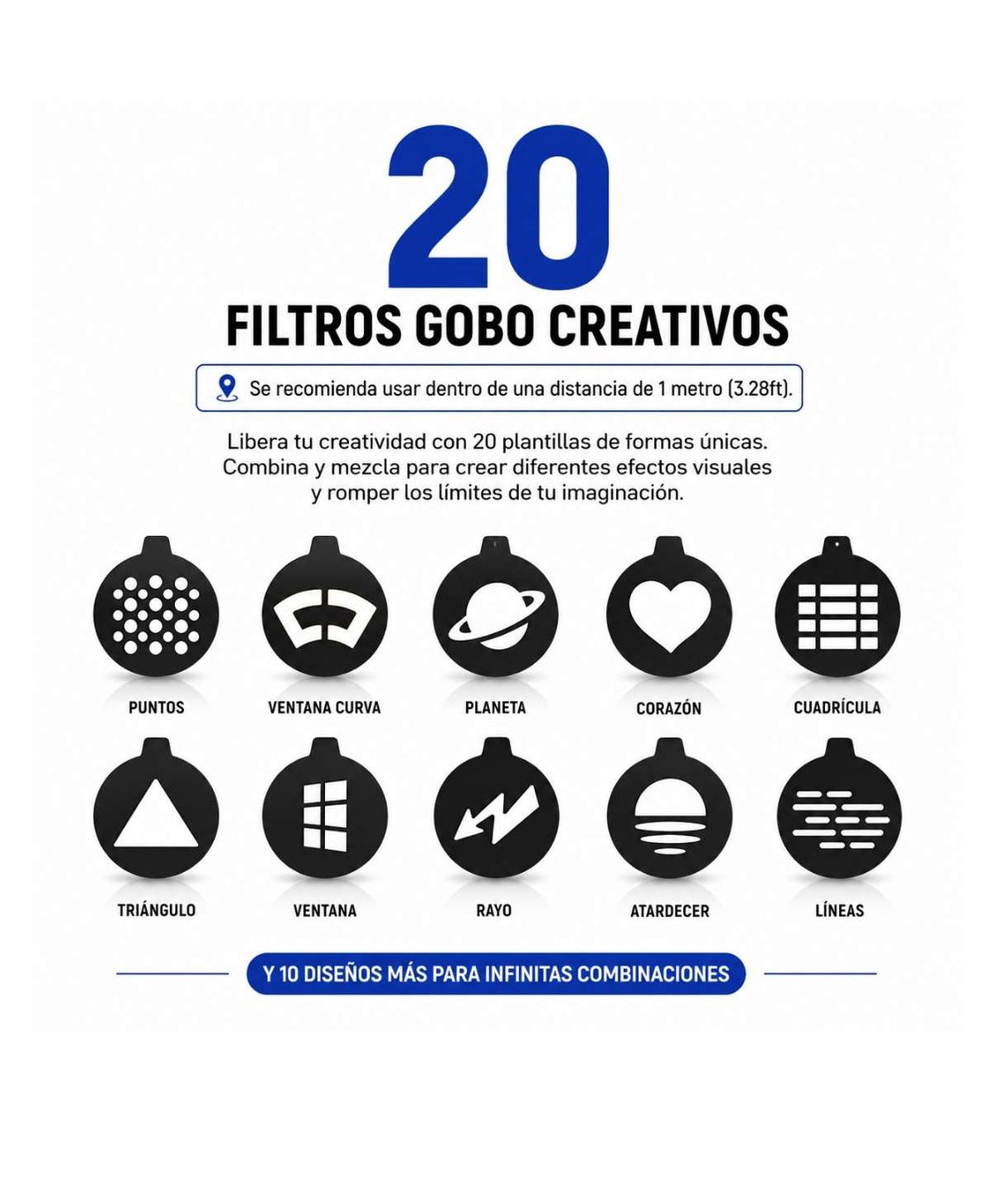 Linterna NEEWER LED Creativa 10W con 20 Gobos