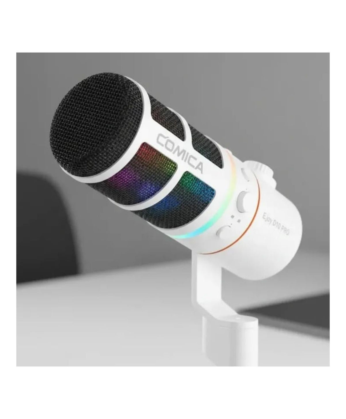 Comica Ejoy D10 Pro — Micrófono Dinámico Inalámbrico RGB Blanco