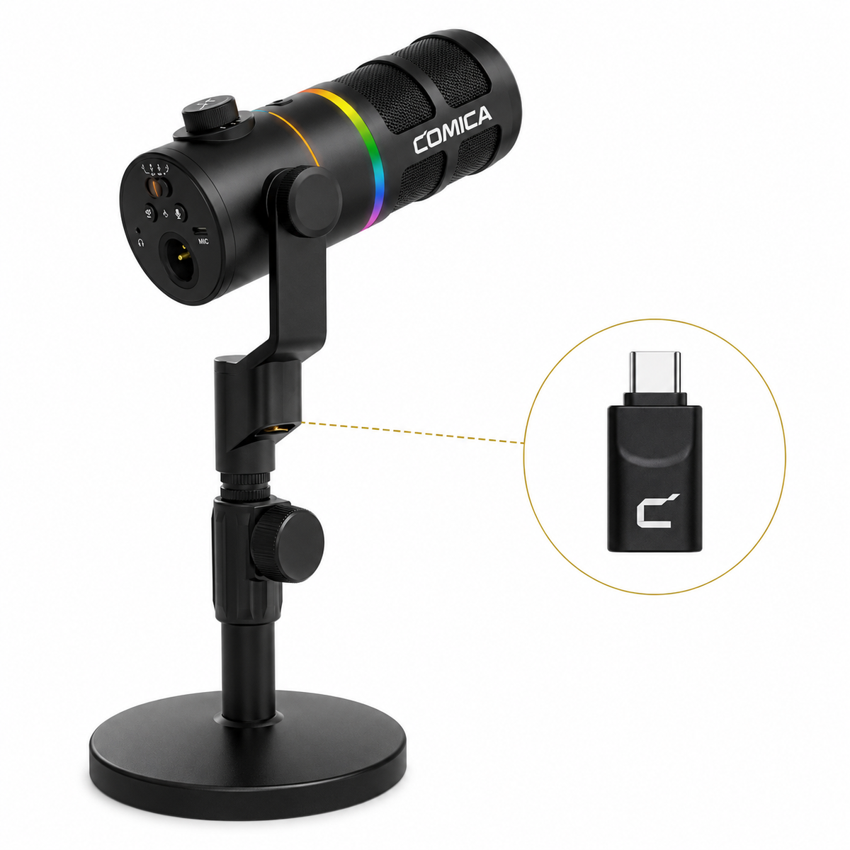 Comica Ejoy D10 Pro — Micrófono Dinámico Inalámbrico RGB Negro