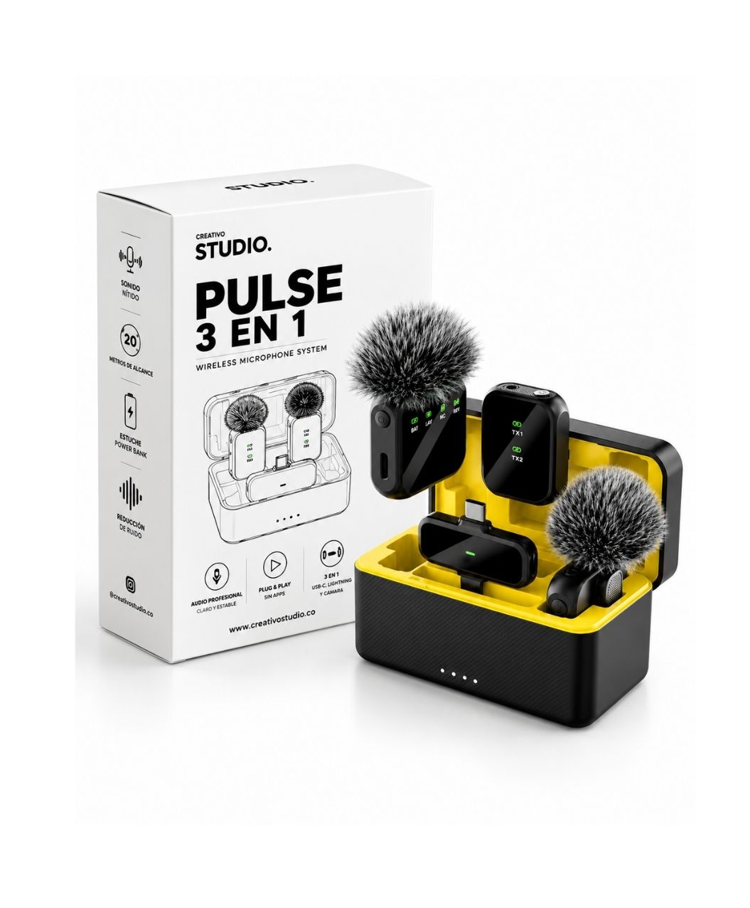 Pulse Pro 3 EN 1 – (TIPO C + LIGHTNING + CÁMARA)